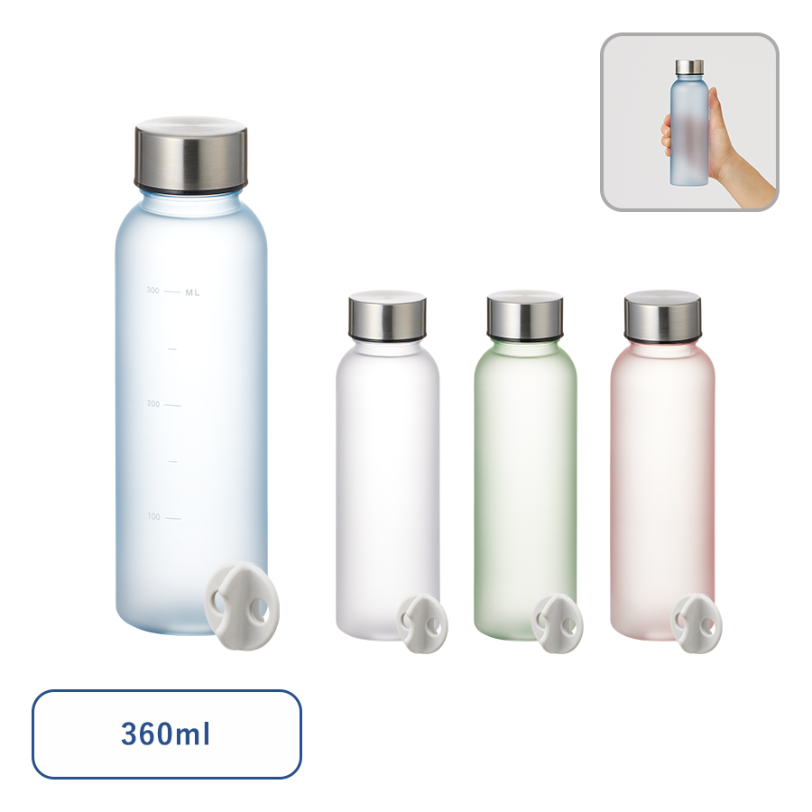 ポーチ製作所 目盛り付フロストボトル(シリコンシェイカーボール付)　360ml